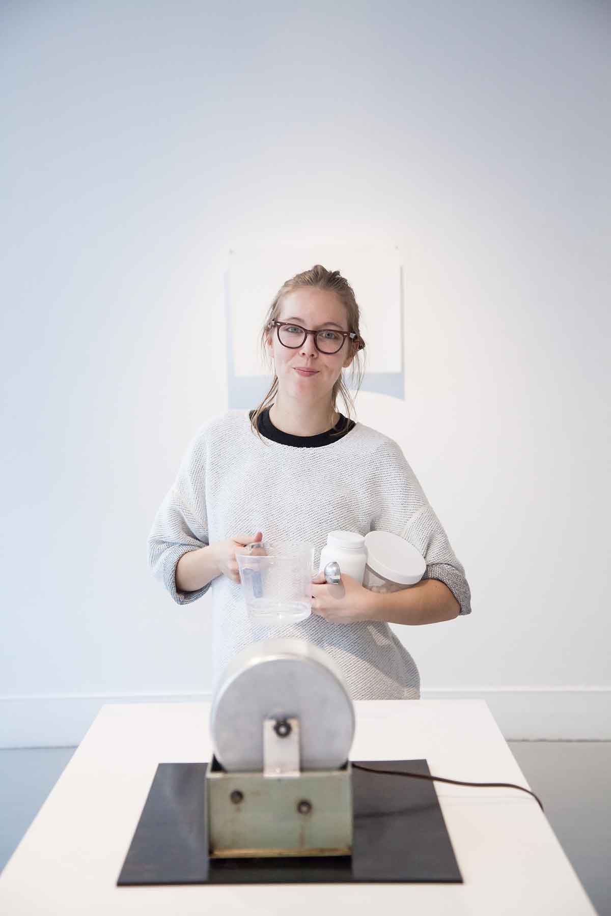 Sophie Jaillet pictured with 'Weathering and Erosion'